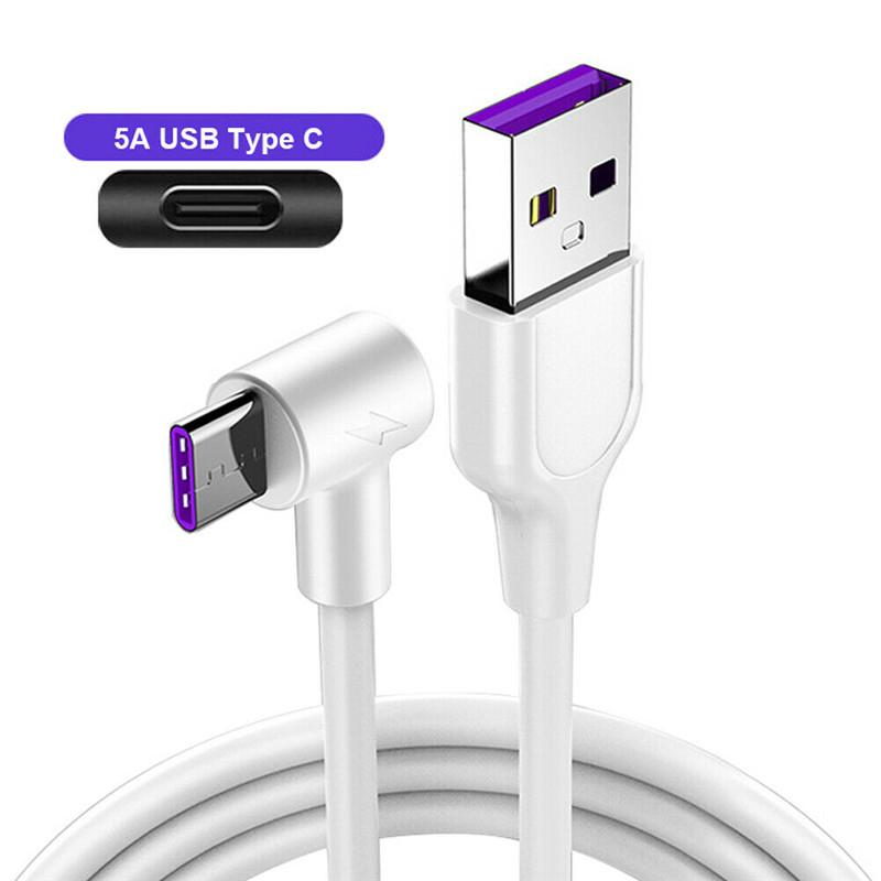 5A Elbow USB To Type-C Cable Fast Charging Cable Mobile Phone USB C Charger Data Cord for iPhone 15 Huawei Xiaomi Realme Samsung