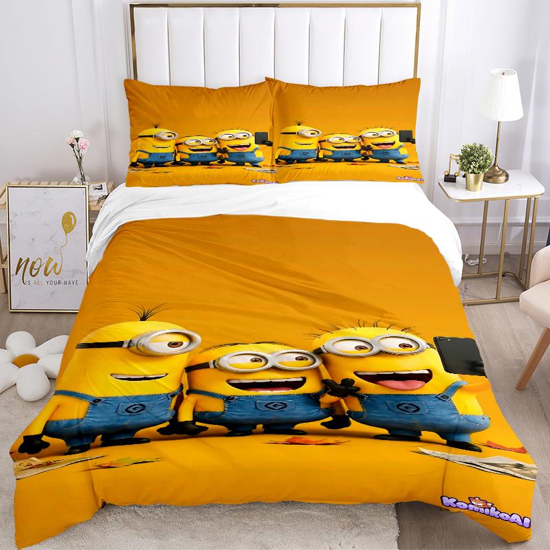 3Pcs Despicable Minions Selfie Bedding Sets For All Sizes New 3D Printed Bed Cover Comforter Duvet Cover Pillowcase Bedroom Decoration