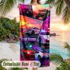 GTA Beach Towel, Personalized Custom Text, Quick Dry Soft Large Towel For Swimming Pool Travel