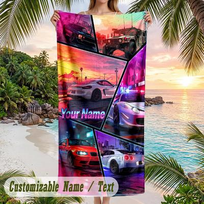 GTA Beach Towel, Personalized Custom Text, Quick Dry Soft Large Towel For Swimming Pool Travel