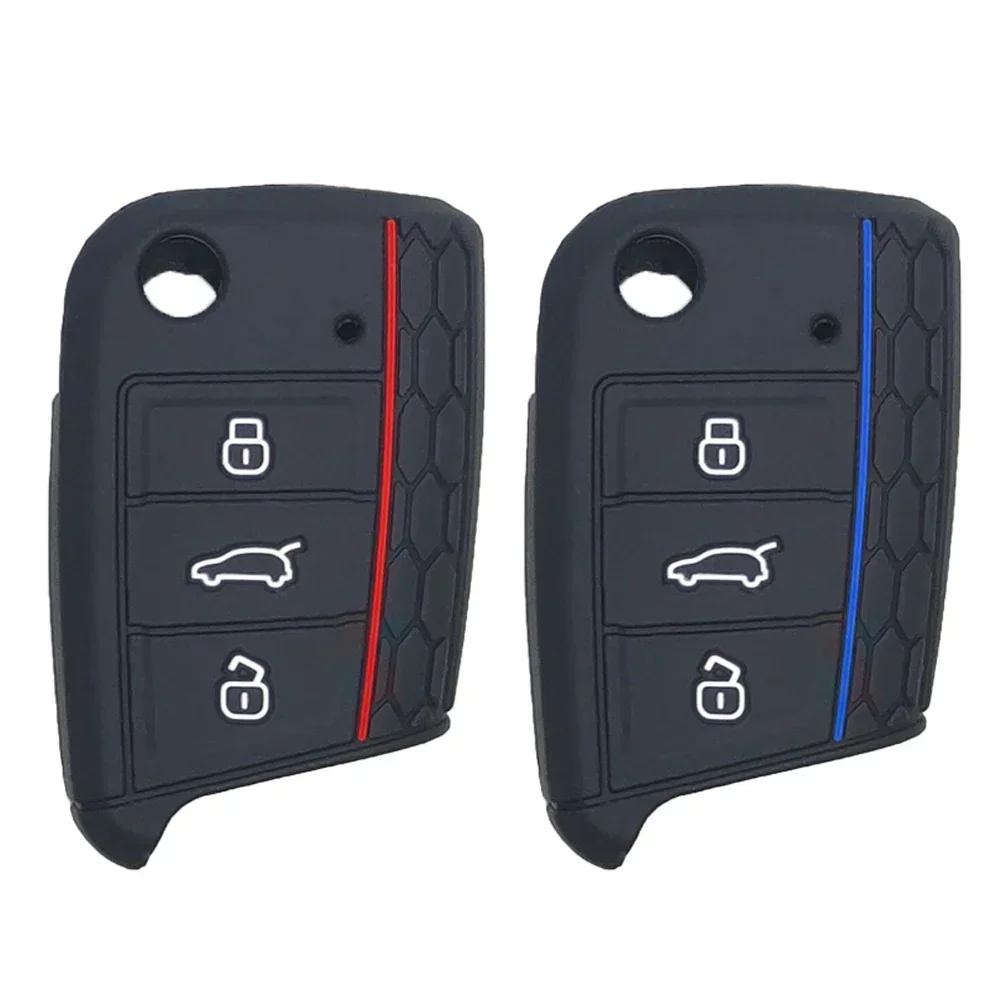 Силиконовый чехол для автомобильного ключа для Volkswagen VW Golf 7 Polo Tiguan Kodiaq Karoq mk7 Skoda Octavia A7 SEAT Leon Ibiza Брелок 3 кнопки