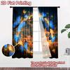 2D flat printing 2pcs Curtains Blue Butterfly Enchantment Magic Digital Printed Polyester Drapes All Season Party & Holiday