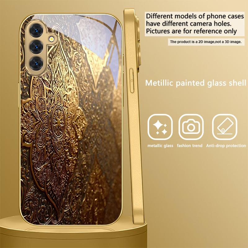 Золотой Классический Эмблема Для Samsung Galaxy S20 FE S21 S22 S23 Plus S24 Ultra S25Ultra S21+ S9+ S22Plus Золотой стеклянный чехол для телефона