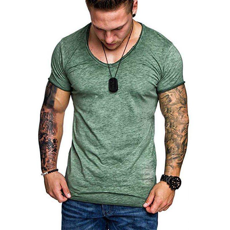 Fashion Men's Casual Tops V-neck T-shirt With Slim Fit And Premium Cotton Blend