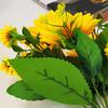 Искусственный подсолнух с зелеными листьями 7 вилок 13 головок реалистичный искусственный шелк