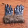 Durable Werewolf Gloves Realistic Claws Gloves, Furry Black Wolf Paw Costume Headgear, Halloween Cosplay Accessories Beast Animal Props for