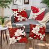 Современная наволочка с красными и белыми цветамиДекоративная наволочка для подушки для спальни и дивана на молнииМягкая наволочка