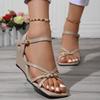 2025 Spring and Autumn New Women's Sexy Wedge Sandals Low Heel Thick Sole Buckle Shoes High Heel PU Wedge Shoes