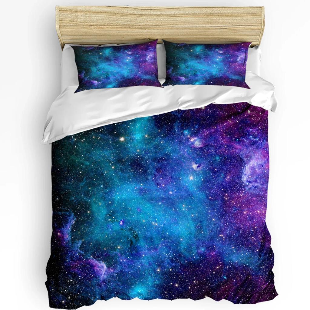 Outer Space Cartoon Cute Spaceship Rocket Duvet Cover with Pillow Case 3pcs Bedding Set Quilt Cover Double Bed Home Textile