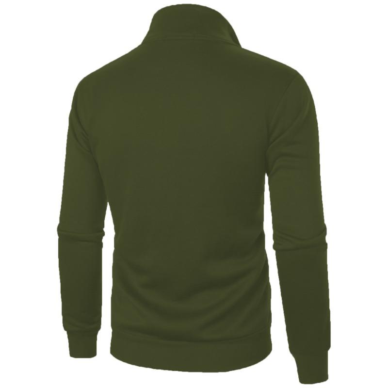 Men S Solid Color Fleece Lined Zip Up Stand Collar Sweatshirt