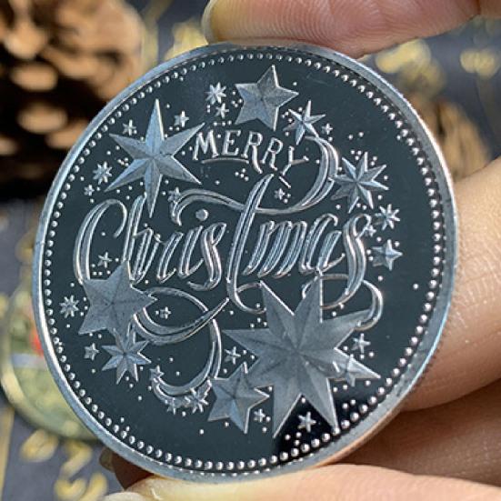 Портативная коллекционная монета с рождественской атмосферой, элемент металлического узора, монета, подарок для дома