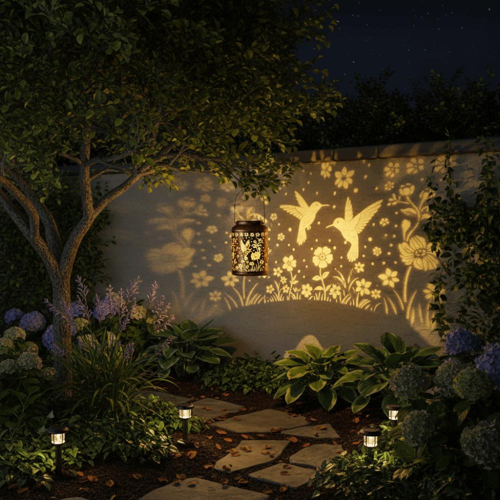 Vintage Style Hanging Solar Light Metal Material Outdoor Lantern LED Garden Light  Lawn Pathway