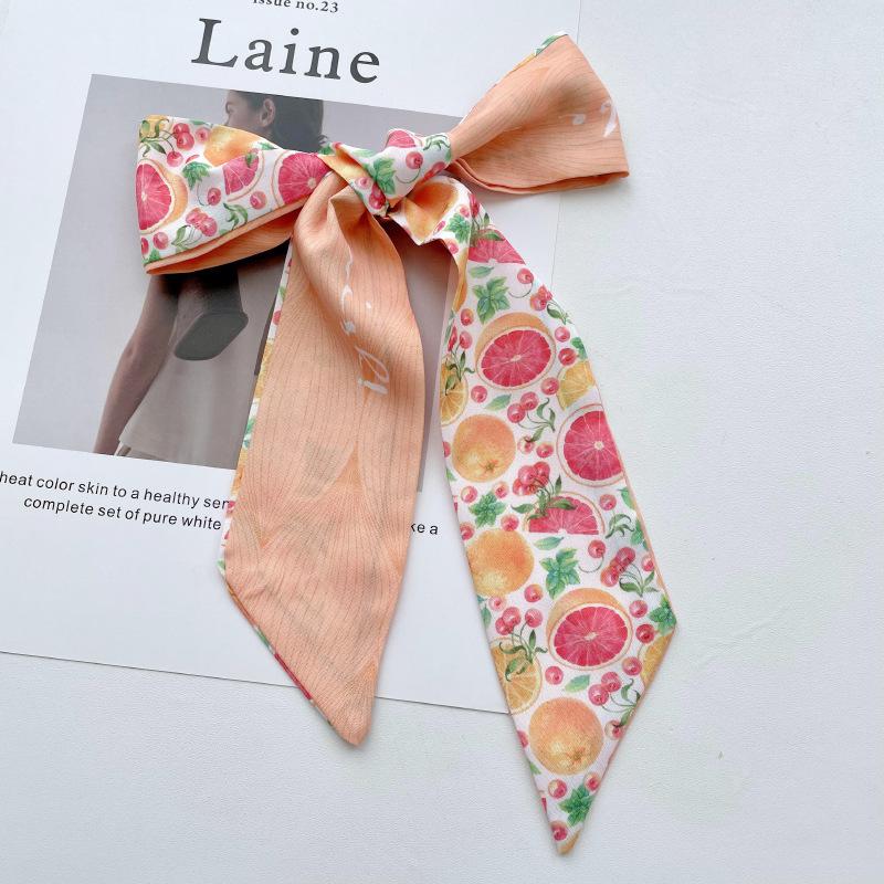 Long Silk Scarf, High-end New Versatile Hair Tie Streamer, Atmosphere Ribbon, Spring and Summer Decorative Scarf, Tied Bag Streamer
