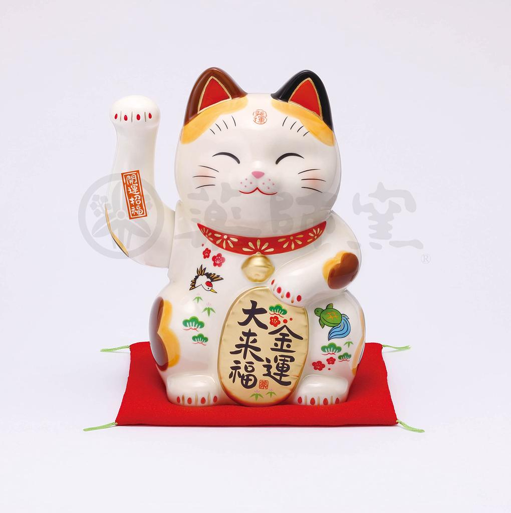 Yakushi Kiln Colorful Painting Good Fortune Beckoning Maneki-neko (Electric Cat)