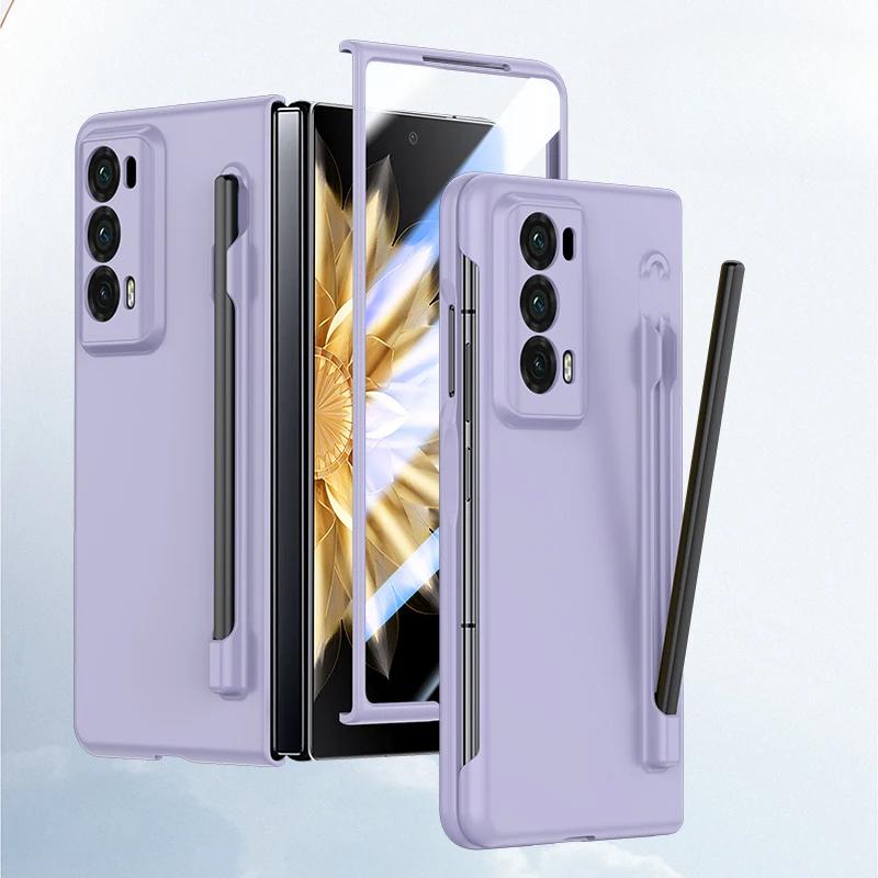 Роскошный защитный чехол для Honor Magic V2, матовый, с прозрачным экраном и однотонной задней крышкой из ударопрочного жесткого пластика