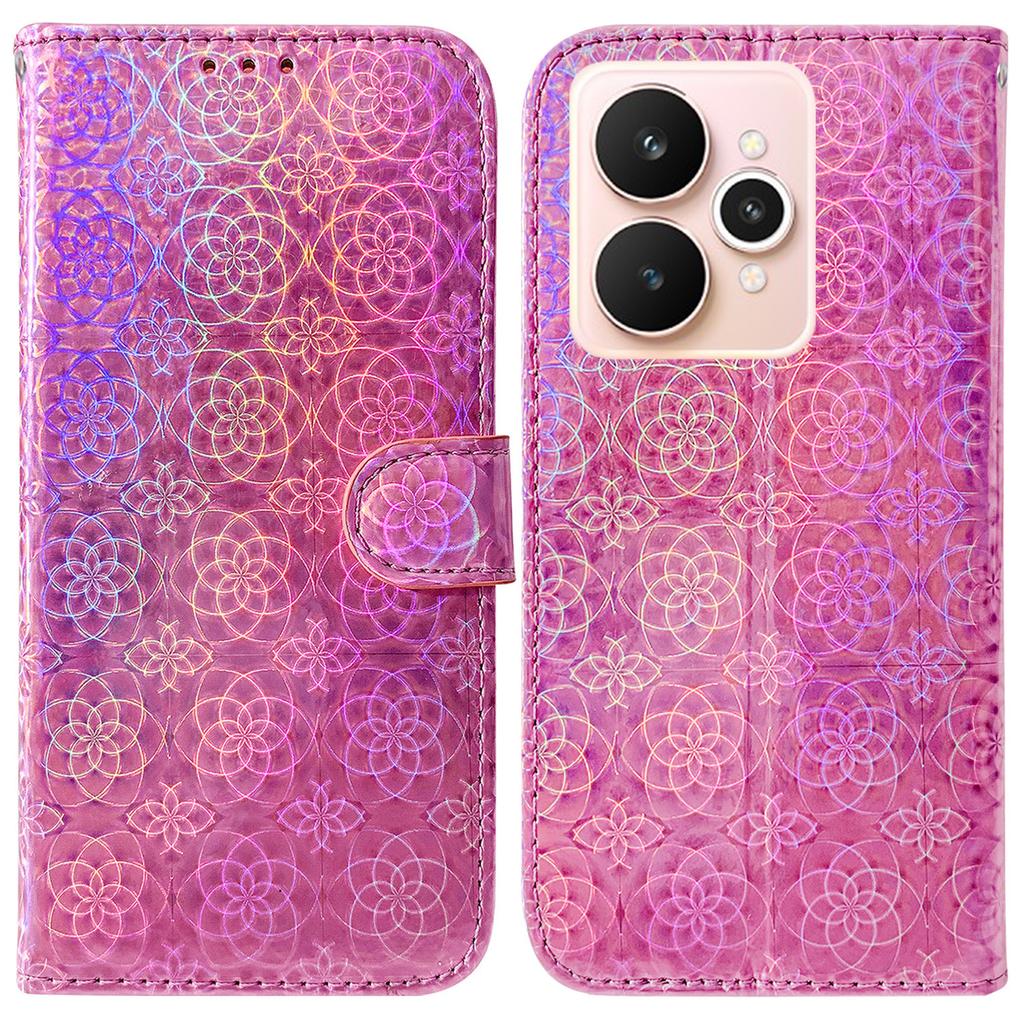 Чехол-подставка для Realme 15 Pro 5G/15 5G, кожаный чехол для телефона "Ослепительный цветок" с ремешком на запястье