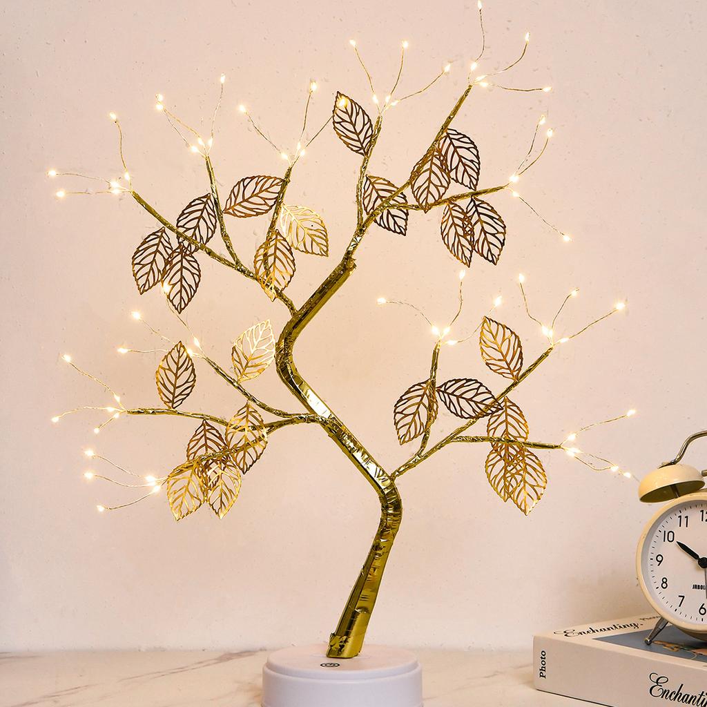 36/72/108 Светодиодная лампа-бонсай, настольная USB-лампа для комнаты, ночник с 8 режимами, проволочная лампа для спальни, настольная лампа, ночник с переключателем, рождественские DIY-огни