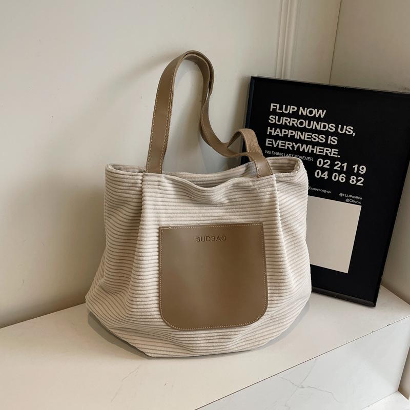 Commuter Large-capacity Canvas Tote Bag Women's Bag 2025 Autumn New Ins Handbag College Student Class Shoulder Bag