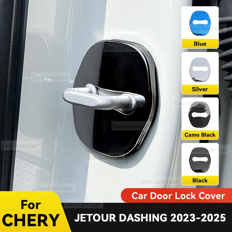 Car Door Lock Decoration Protection Cover flags emblem Stainless steel case For JETOUR DASHING X-1 -2025 Accessories
