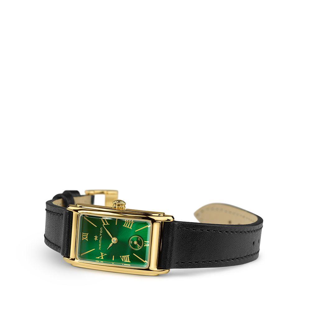[Hamilton] H11261760 American Classic Ardmore Quartz Women's Watch Black Leather Strap Green Dial