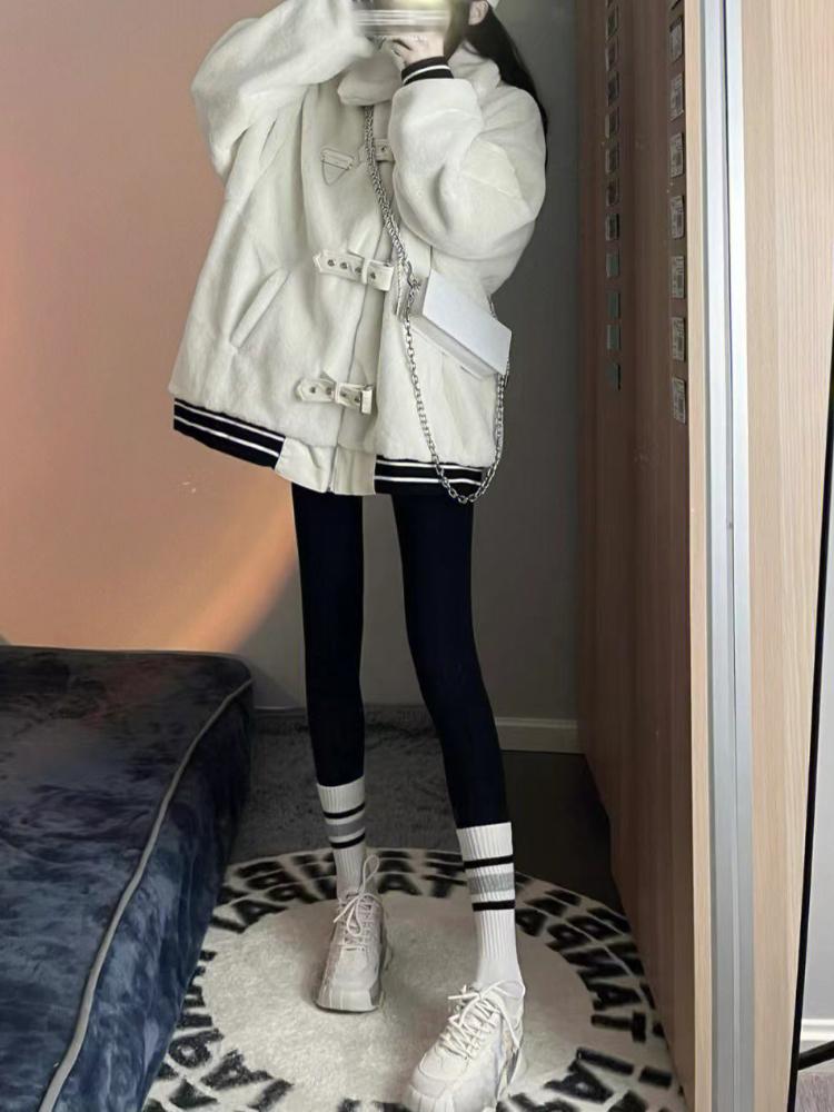 Winter Korean Chic Warm Solid Coat Women Aesthetic Belt Patchwork Outerwear Female New Design Loose Long Sleeve Vintage Casual Clothes