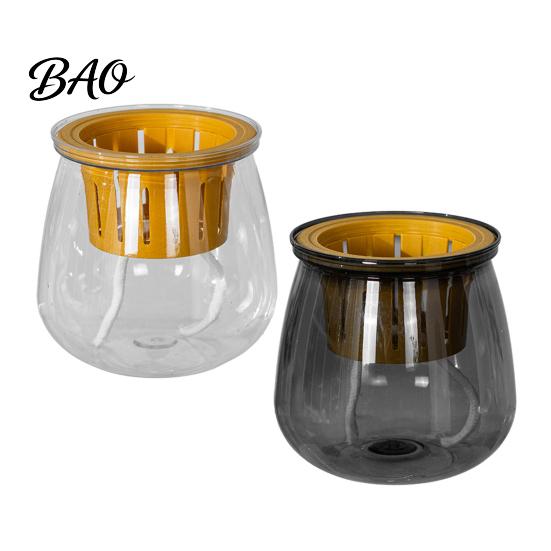 Hydroponic Plant Pot Self Watering Planter for Indoor Plants, Transparent Planter, Decorative Minimalist Flowerpot with Wick Rope Home Office Desktop