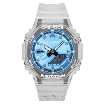 G-Shock Аналогово-цифровые часы с полимерным ремешком, синим циферблатом, кварцевые GA-2100BM-7A2 200M, унисекс
