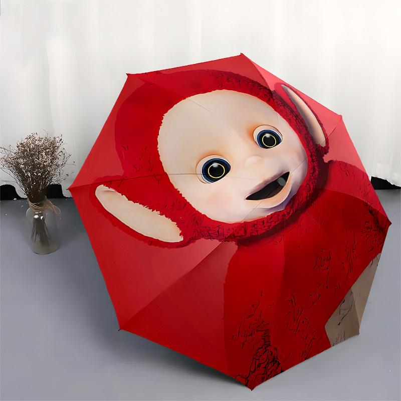 Teletubby, Red Automatic Opening and Closing, 8 rib Structure Portable Umbrella, Suitable for Men and Women in All Seasons Perfect Gift for