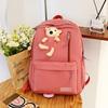 Korean Style Bear Backpack Large Capacity Stylish Nylon Soft Double Shoulder Bag