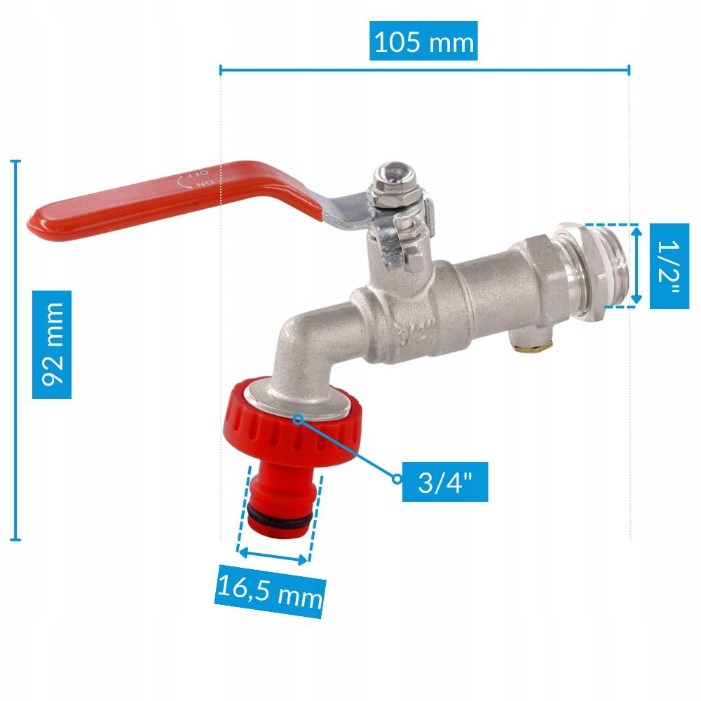 Garden Tap 1/2" Drawer Valve, Brass External Tap | Quick Connector