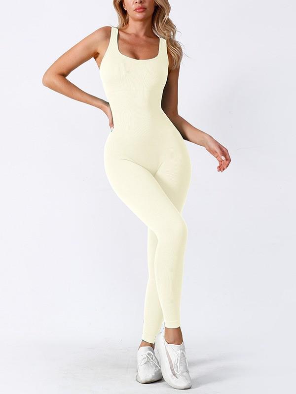 Бесшовный эластичный комбинезон в рубчик: Европейский и американский фитнес-боди для йоги