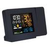Multifunctional Weather Clock Projected Color Screen Black Portable Humidity Thermometer