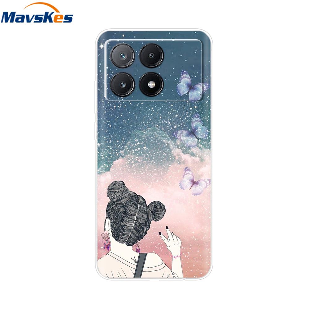 Чехол для мобильного телефона Для Poco X6 Pro Чехол-крышка Милые Прозрачные Мягкие Силиконовые Чехлы Для Poco X6 Pro Чехол PocoX6 Pro Задняя Крышка Fundas