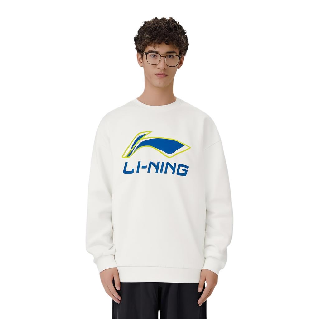 Li Ning Sweatshirts Men's Ivory Crew Neck Moderate Regular AWDR369-4