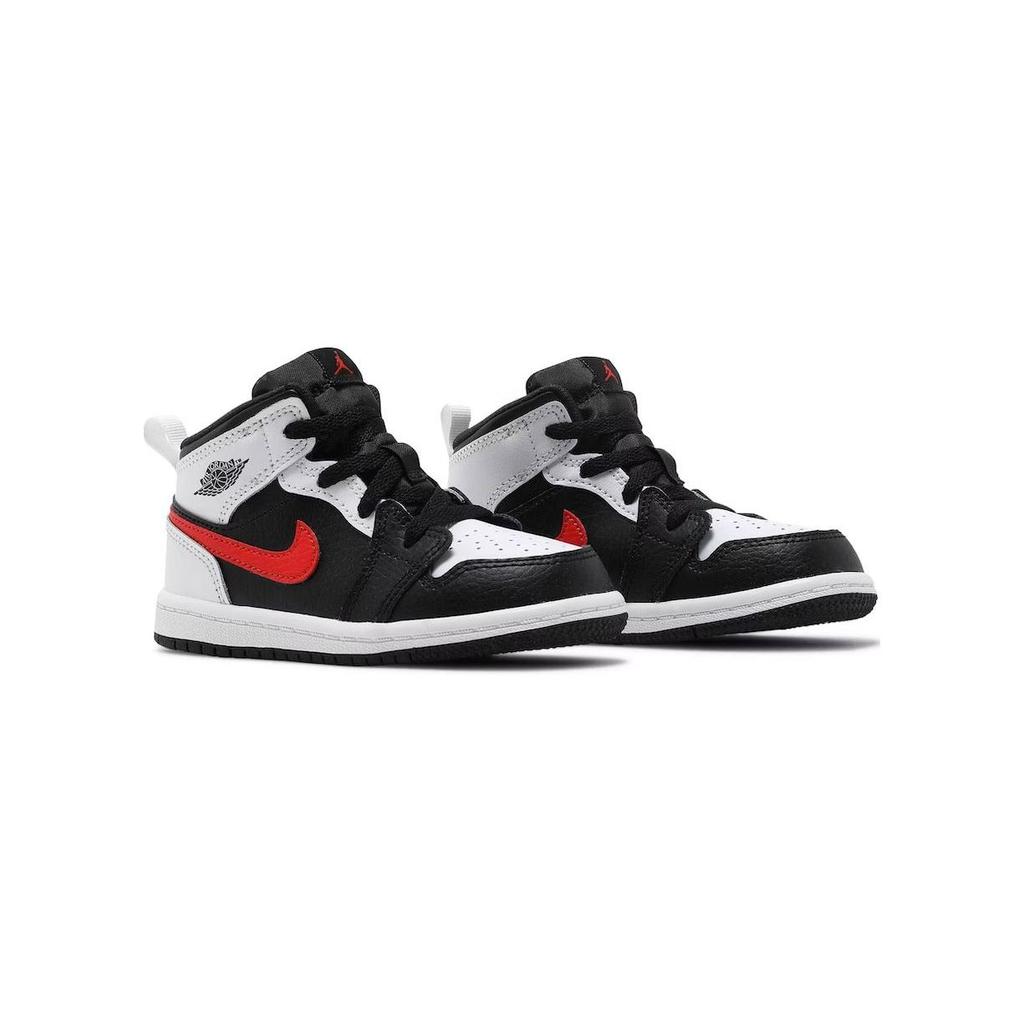 Кроссовки Air Jordan 1 Mid TD Чили Красные Детские Черно-Белые 640735-075