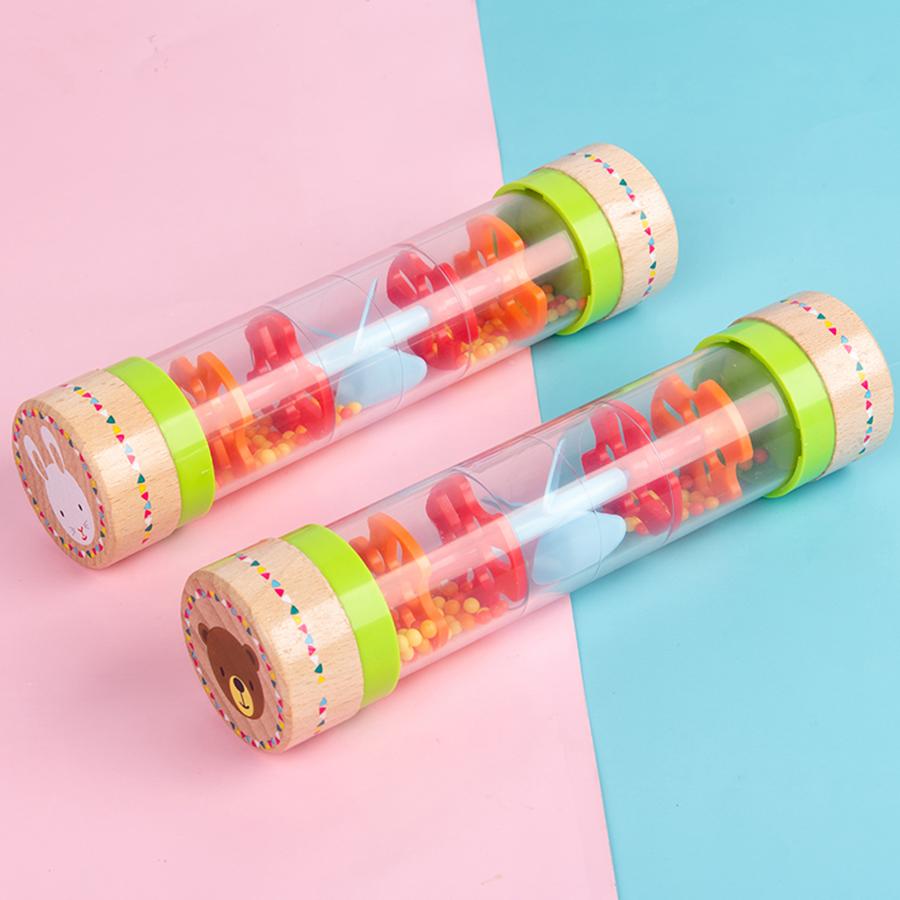 Montessori Baby Rain Stick Rainbow Hourglass Rain Music Rattle Baby Educational Toy Rainmaker Montessori Sensory Toys for Kids