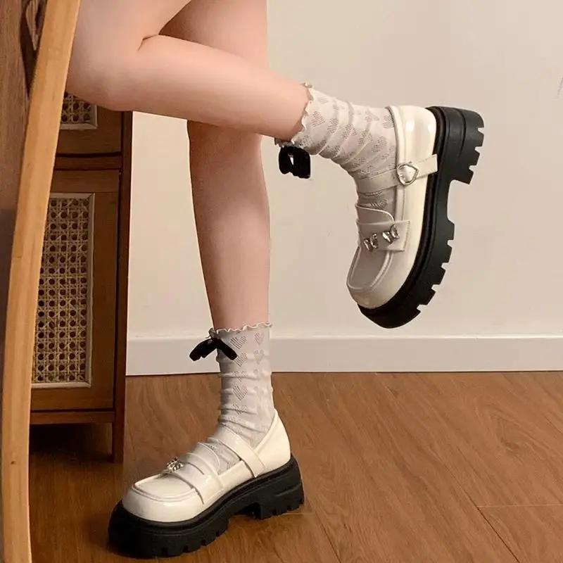 Модные женские туфли-лодочки с круглым носком, лоферы, женская обувь на платформе со средним каблуком, повседневная обувь, нескользящая, лето 2025, шикарный и элегантный тренд