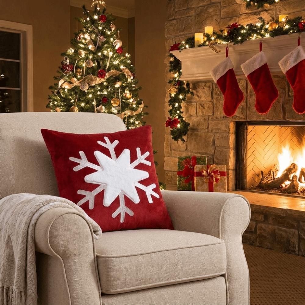 Festive Christmas Pillow Cover Unfilled Throw Pillow Cover Xmas Sofa Pillowcase Holiday Decor