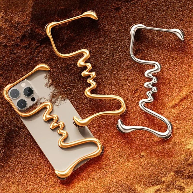 Роскошный безрамный металлический 3D чехол для телефона iPhone 14 15 16Pro Max 16Plus 15Pro алюминиевый сплав Track Shell Air Bag противоударный чехол