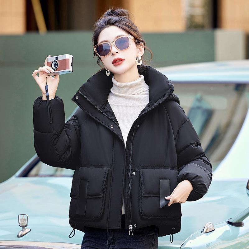 Свободная короткая куртка с капюшоном, женская зимняя 2025, новая куртка-хлеб, пуховая куртка, утолщенная хлопковая куртка