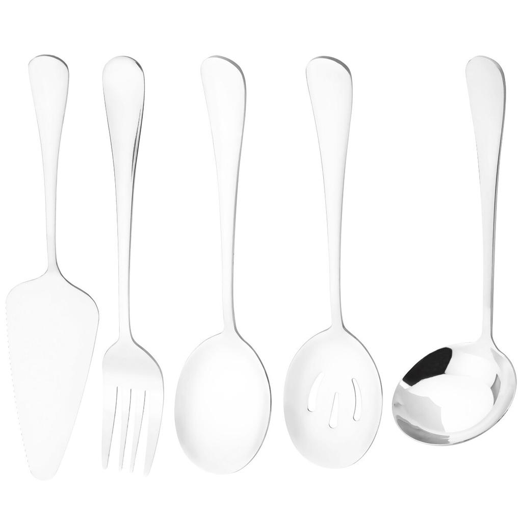 5 шт./компл. золотой набор столовых приборов, столовые приборы из нержавеющей стали, ложка для супа, дуршлаг, ложка, ложка для обслуживания, вилка для салата, лопаточка для торта, кухонная посуда