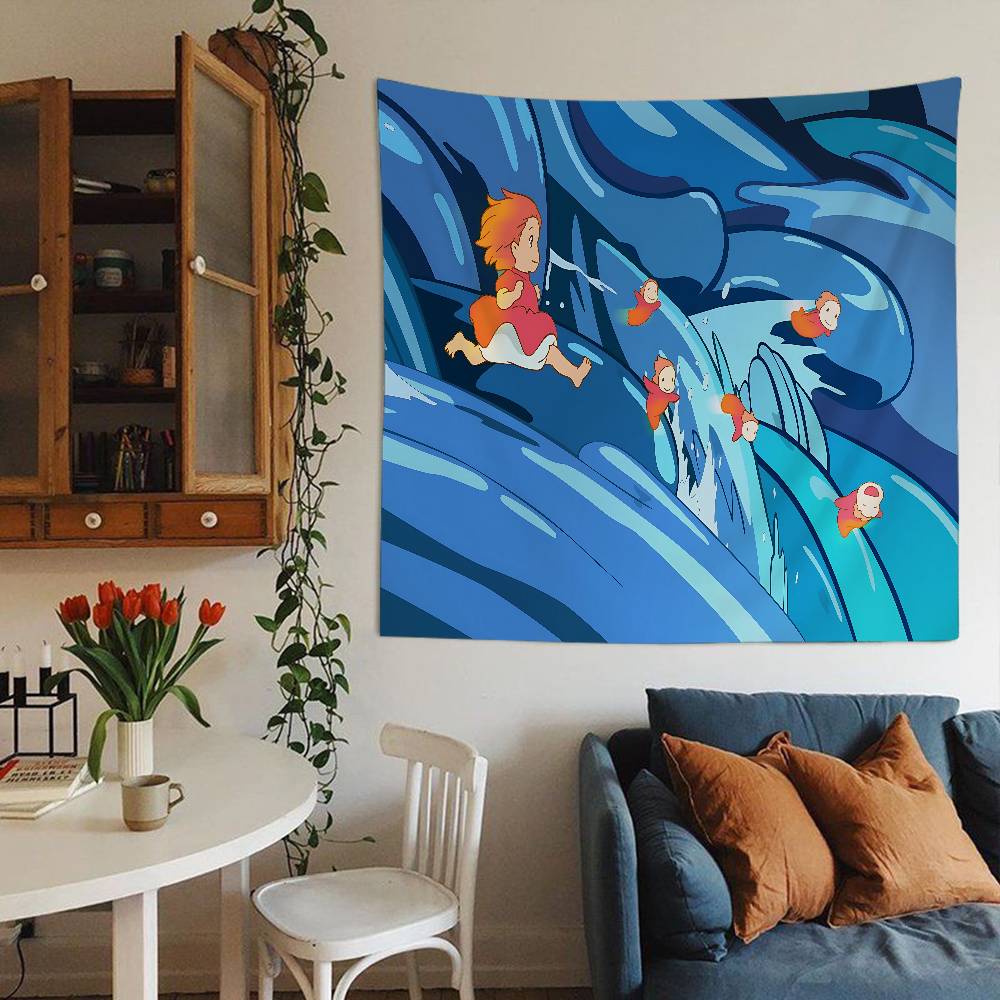 Cyte PPonyo Anime On The Cliffes Hanging Bohemian Tapestry Japanese Wall Tapestry Anime Kawaii Room Decor