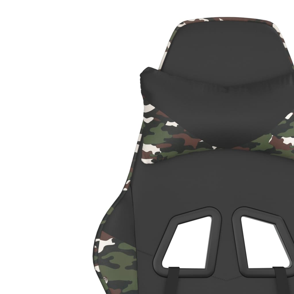 Gaming Chair with Footrest Black and Camouflage PU Leather