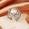 2024 Trendy Pearl & Zircon Ring for Women: Retro Elegance and Luxury