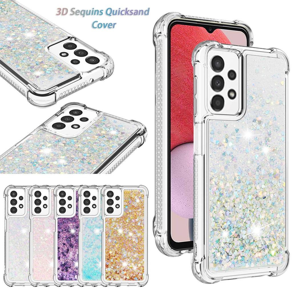 3D прозрачный блестящий жидкий зыбучий песок с блестками Love Heart Stars бампер чехол для телефона для Samsung Galaxy A13 S22 Мягкий силиконовый противоударный чехол из ТПУ