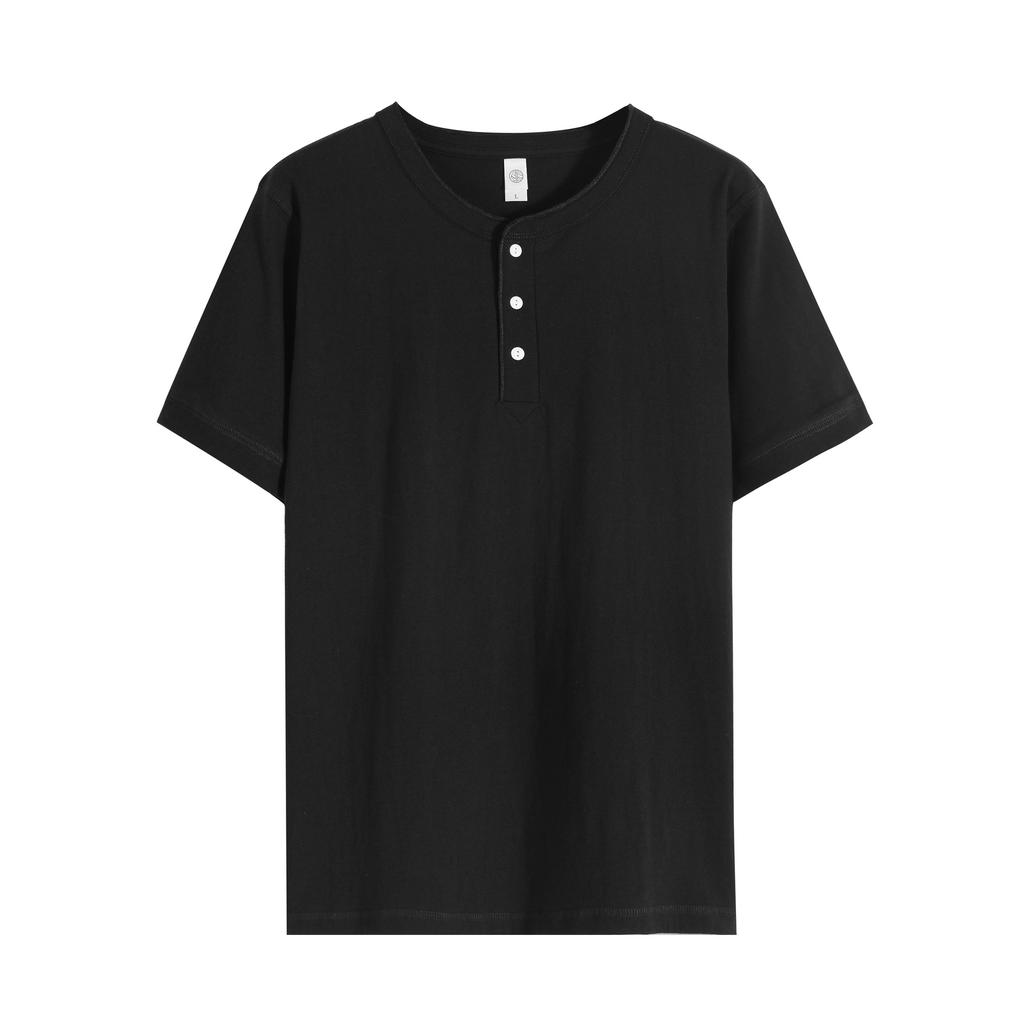 Мужская футболка хенли с коротким рукавом, тяжелая, на каждый день