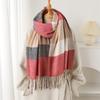 Роскошный модный дизайнерский зимний шарф в радужную клетку для женщин, кашемировая шаль, плед-накидка, пашмина с кисточками, теплый женский шарф