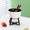 Chocolate Fondue Mugs Set with Forks 300ml Ceramic Melting Pot Set