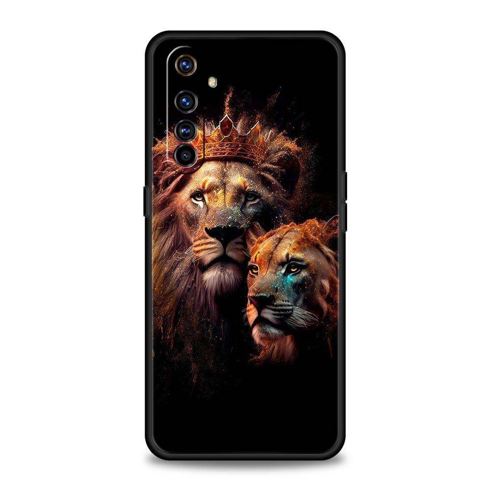 Мягкий ТПУ чехол для Realme C67 C63 C55 C53 C25 C21 10 11 12 13 GT 2 3 5 Pro Plus 5G Ударопрочный чехол для телефона The Lion Fundas Capas