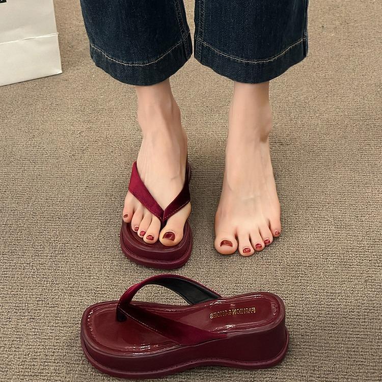 Flip-flops Women's Summer Outer Wear Thick-soled Muffin Casual Height Increase New High-heeled Non-slip Beach Cool Slippers